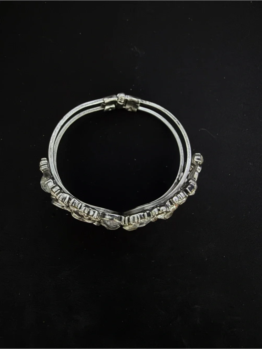 Vintage y2k Elegant Floral Crystal Cuff Bracelet